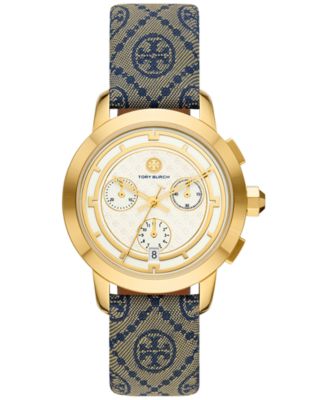 Tory Burch Women's Chronograph The Tory Blue Fabric & Luggage