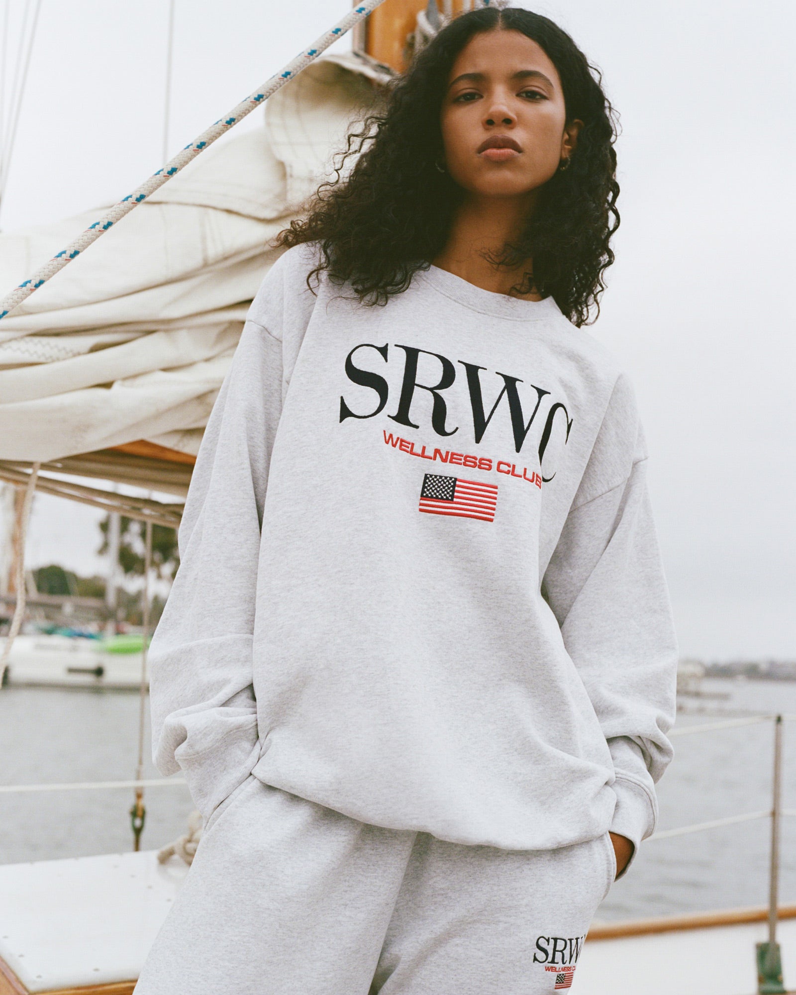 Nautical Embroidered Wide Sweatpant - Heather Gray – Sporty & Rich