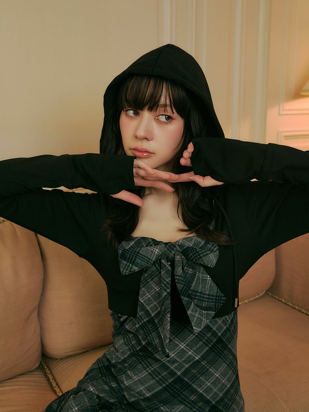 BUBBLES】チェックパーカーワンピース | sparkling mall online store