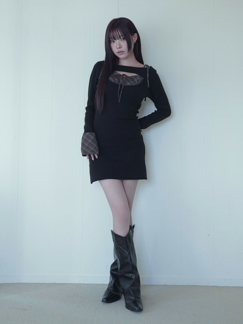 BUBBLES】オープンリボンチェックワンピース | sparkling mall online