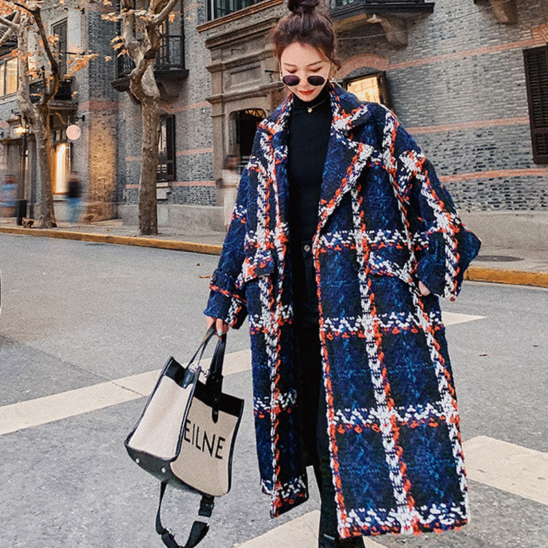 チェック柄ダブルブレストチェスターコート