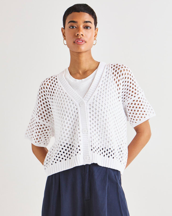 Nova Pointelle Short Sleeve Cardigan | Splendid
