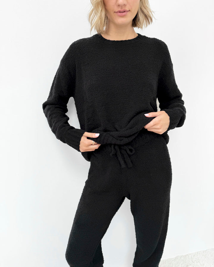 Black Fuzzy Sweater PJ Set | Splendid