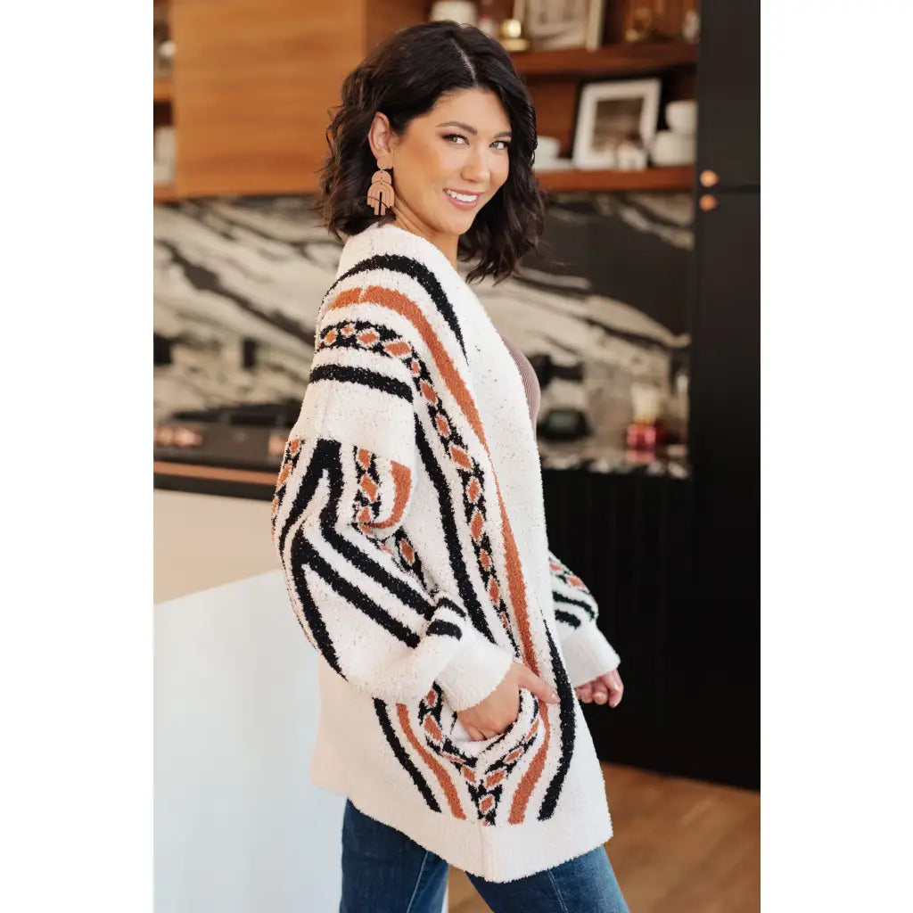 In a Holding Pattern Cardigan | Plus Size Friendly Aztec Knit