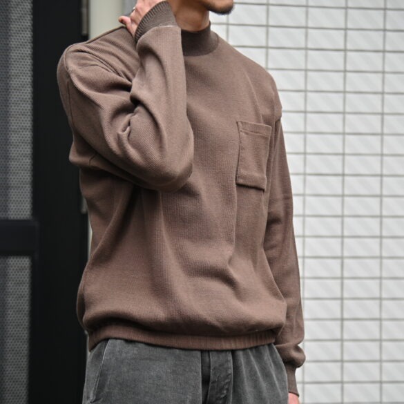 OLD JOE｜MOCK-NECK SILK NEP RIBED TOPS- STOTELA clothing store