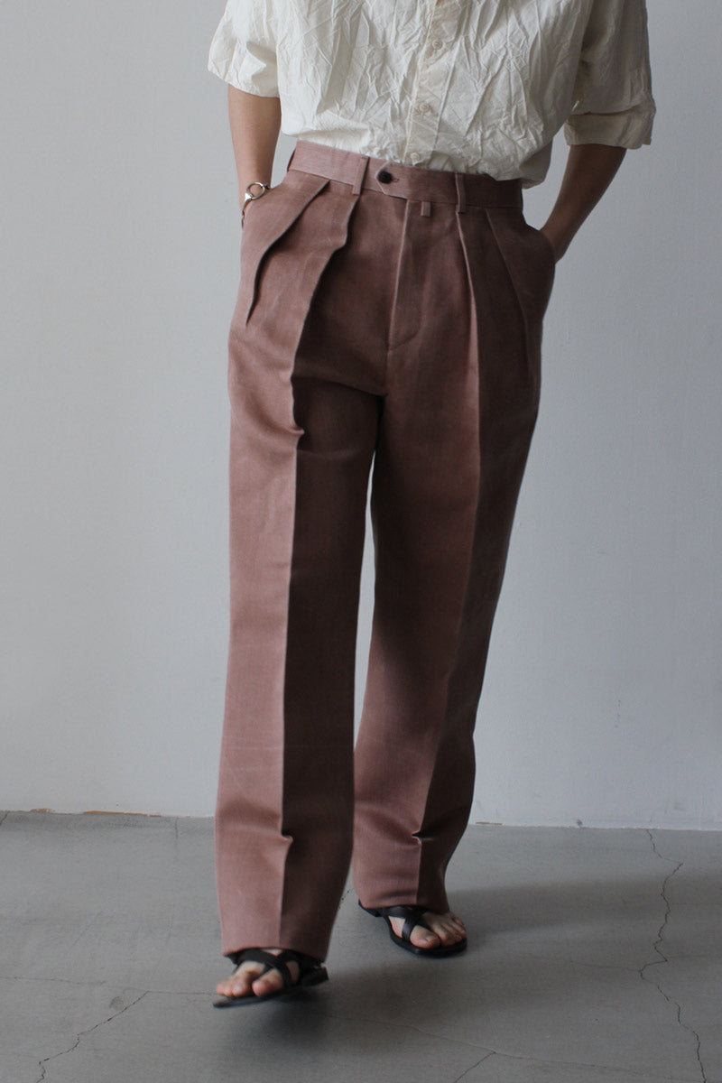 NEAT | W/P KAKISHIBU WIDE / BROWN 柿渋染め ワイドスラックス – STOCK