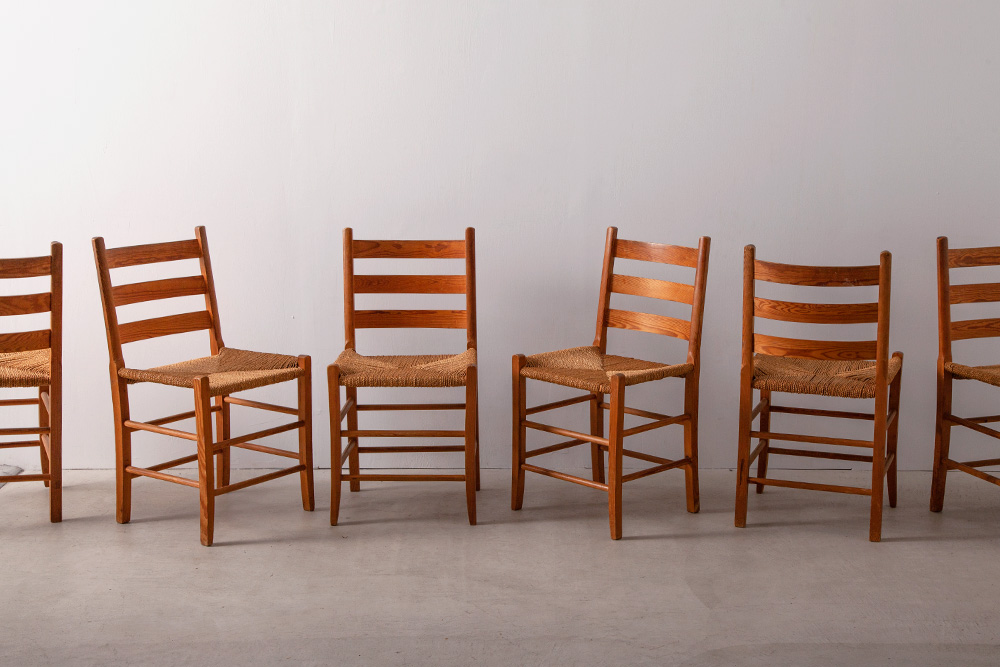 stoop | Danish Antique Dining Chair in Wood and Rope