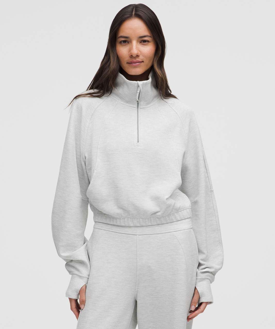 Lululemon Scuba Cropped Funnel-Neck Half Zip *Waffle - Heathered