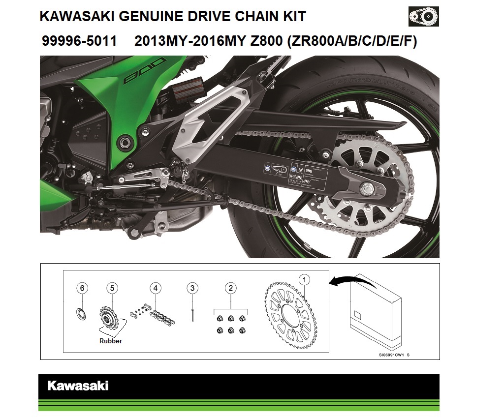 Genuine Kawasaki chain kit 99996-5011 Z800 (ZR800A/B/C/D) 99996