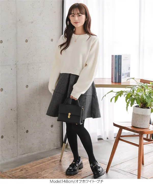 Petitle / プチレ ] 2点セット ニットトップス × バルーンブラウス