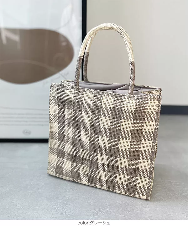 チェックボックストートバッグ [B1464] - レディースファッション通販