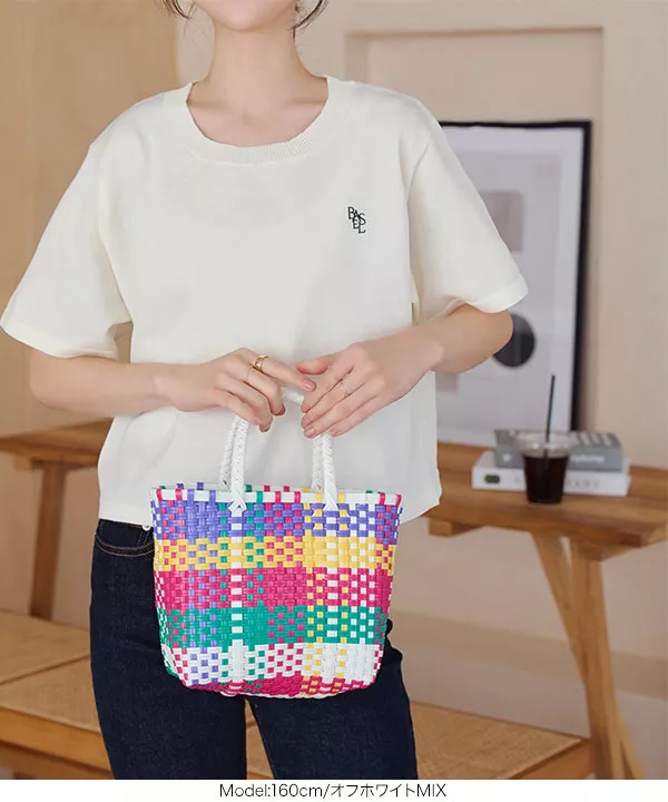 バッグインバッグ付きカラフルビニールバッグ [B1541] - レディース
