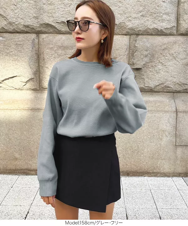 SAYAKAさんコラボ ] スウェットニットシンプルトップス [C6329