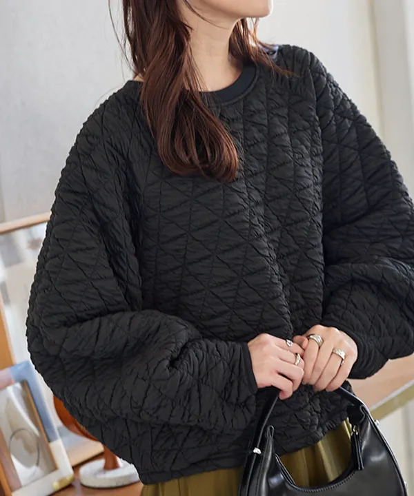 ボリュームスリーブショート丈キルティングトップス [C6900