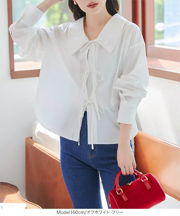 前開き3連リボンブラウス [C7308] - レディースファッション通販 神戸