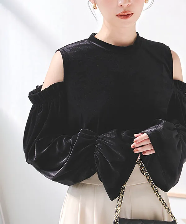 ショルダーカットベロアトップス [C7332] | SALE！ - レディース