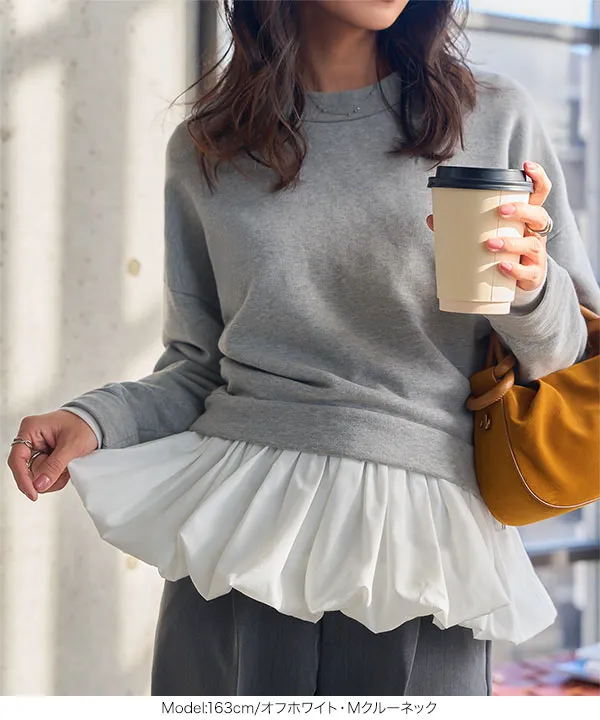 シアーバルーンペプラムトップス [C7696] - レディースファッション