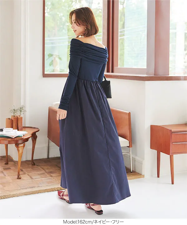 オフショルダードッキングワンピース [E3427] - レディース