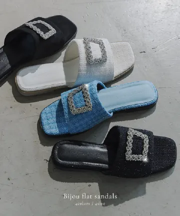 ビジューフラットサンダル [I2612] - レディースファッション通販 神戸