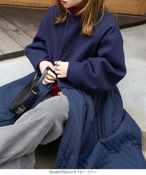 2wayフェイクウール×キルティングコート[K1312] - レディース