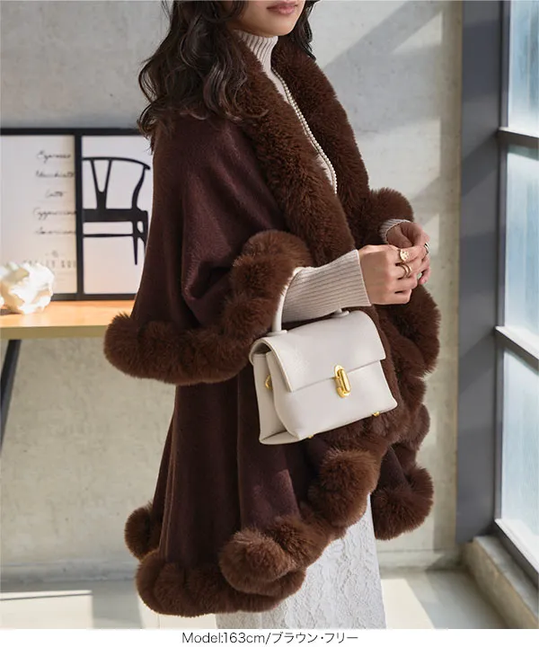 フェイクファーケープコート [K1434] - レディースファッション通販