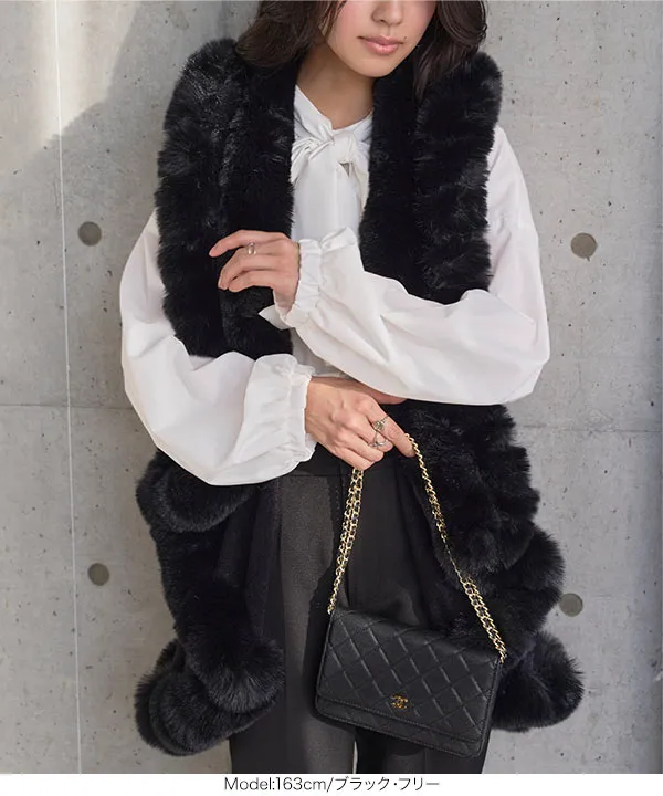 フェイクファーケープコート [K1434] - レディースファッション通販