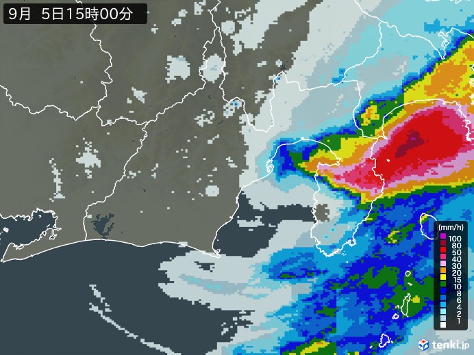 静岡県の過去の雨雲レーダー(2025年09月05日) - 日本気象協会 tenki.jp