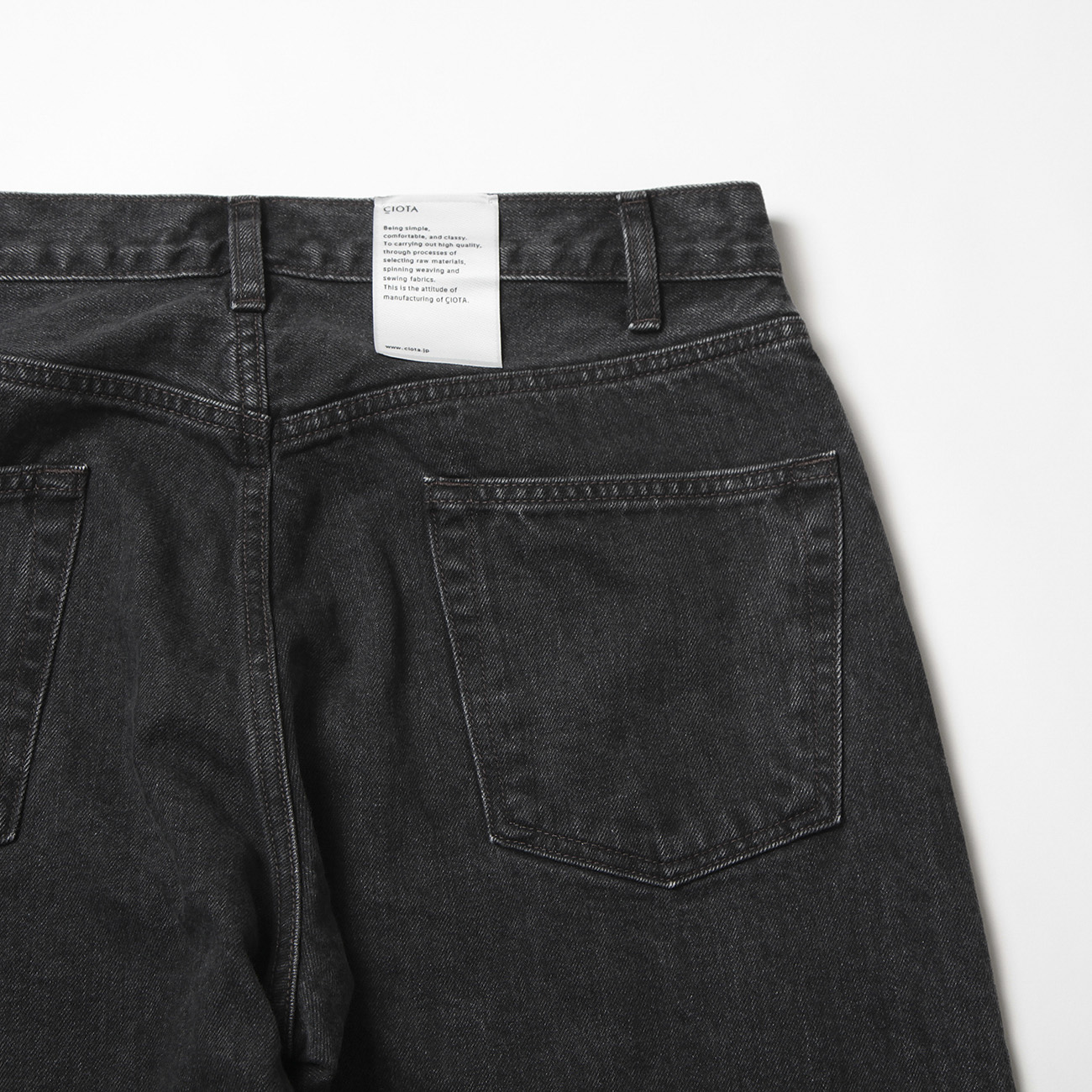 CIOTA / シオタ | ブラック スビンコットン 13.5oz ワイドテーパード