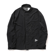and wander / アンドワンダー | crinkled nylon shirts jacket - Black
