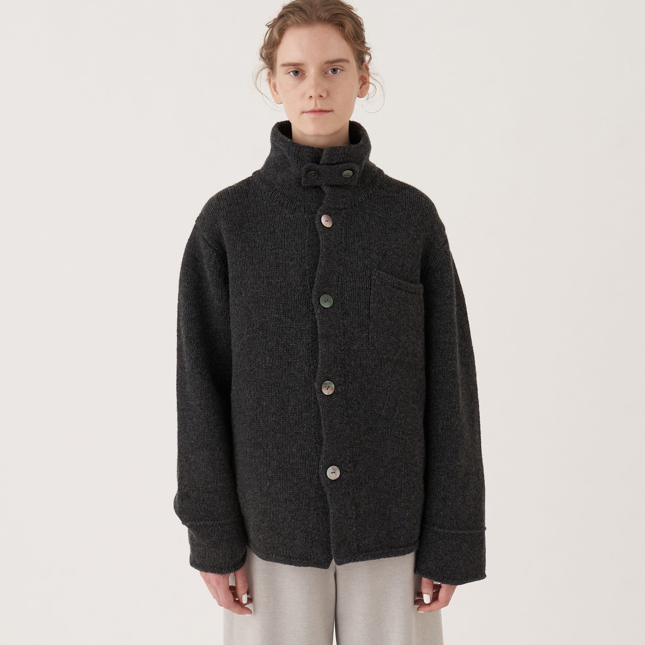 ファインウール シャツカラー オーバーカーディガン｜トゥモローランド