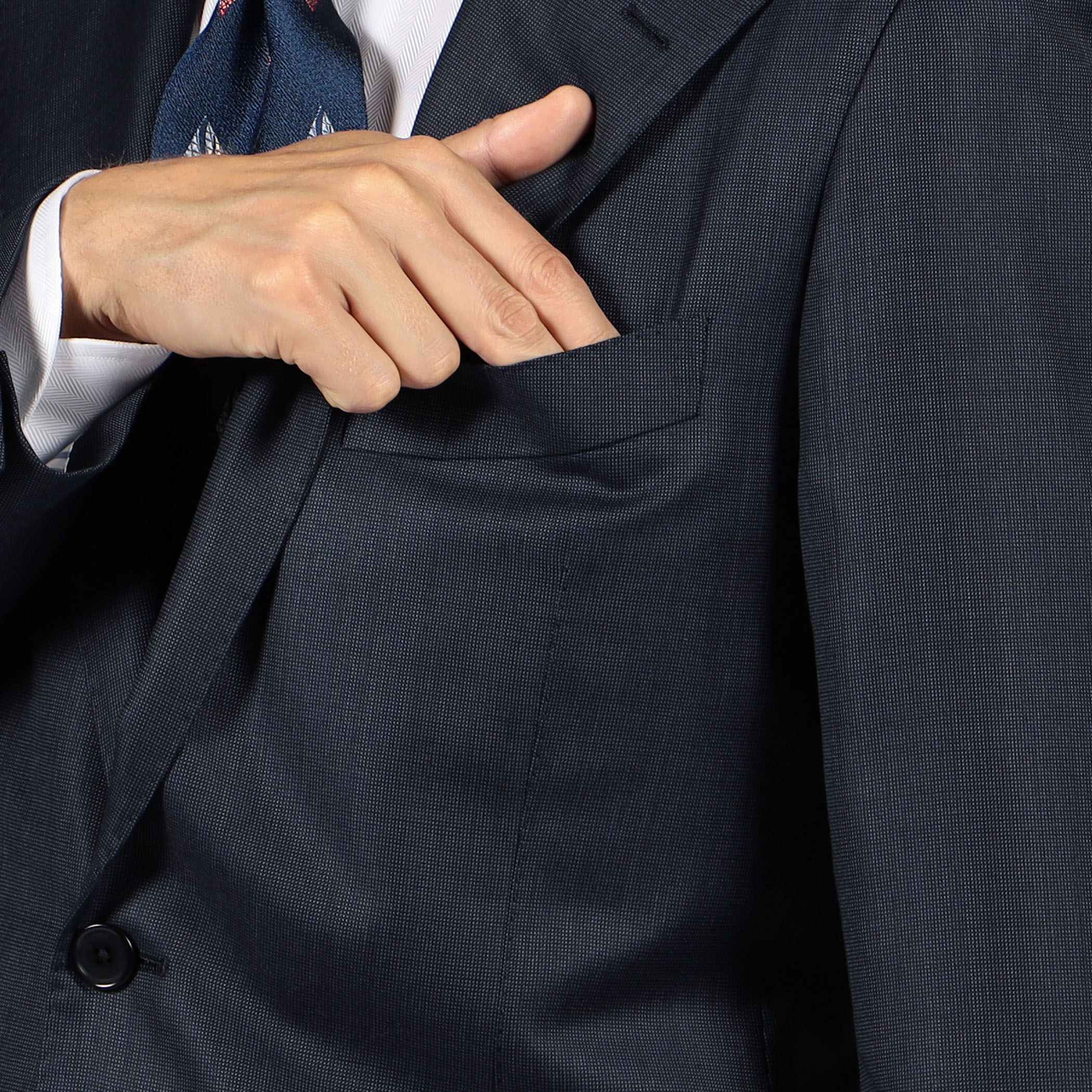 ウールシルク ピンヘッド シングルブレステッド2Bスーツ Delfino