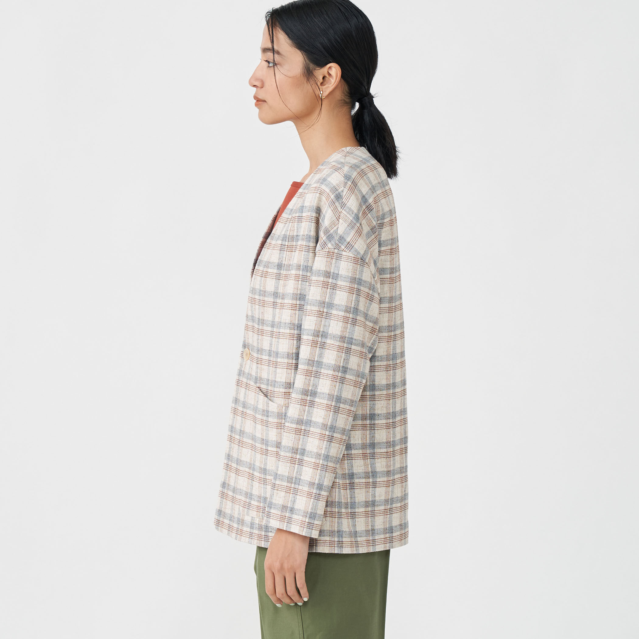 ツイードチェック ノーカラージャケット｜トゥモローランド 公式通販