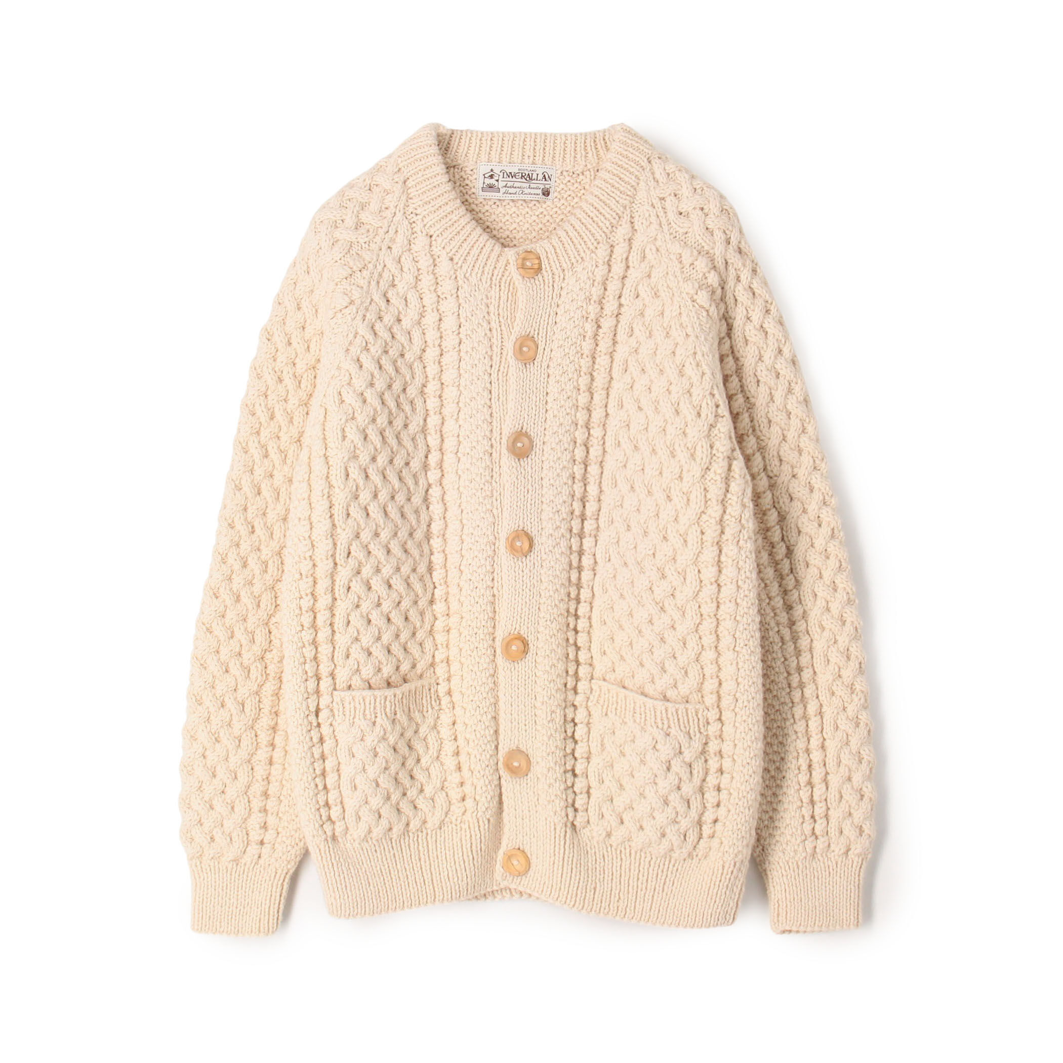 INVERALLAN アランニット クルーネック カーディガン