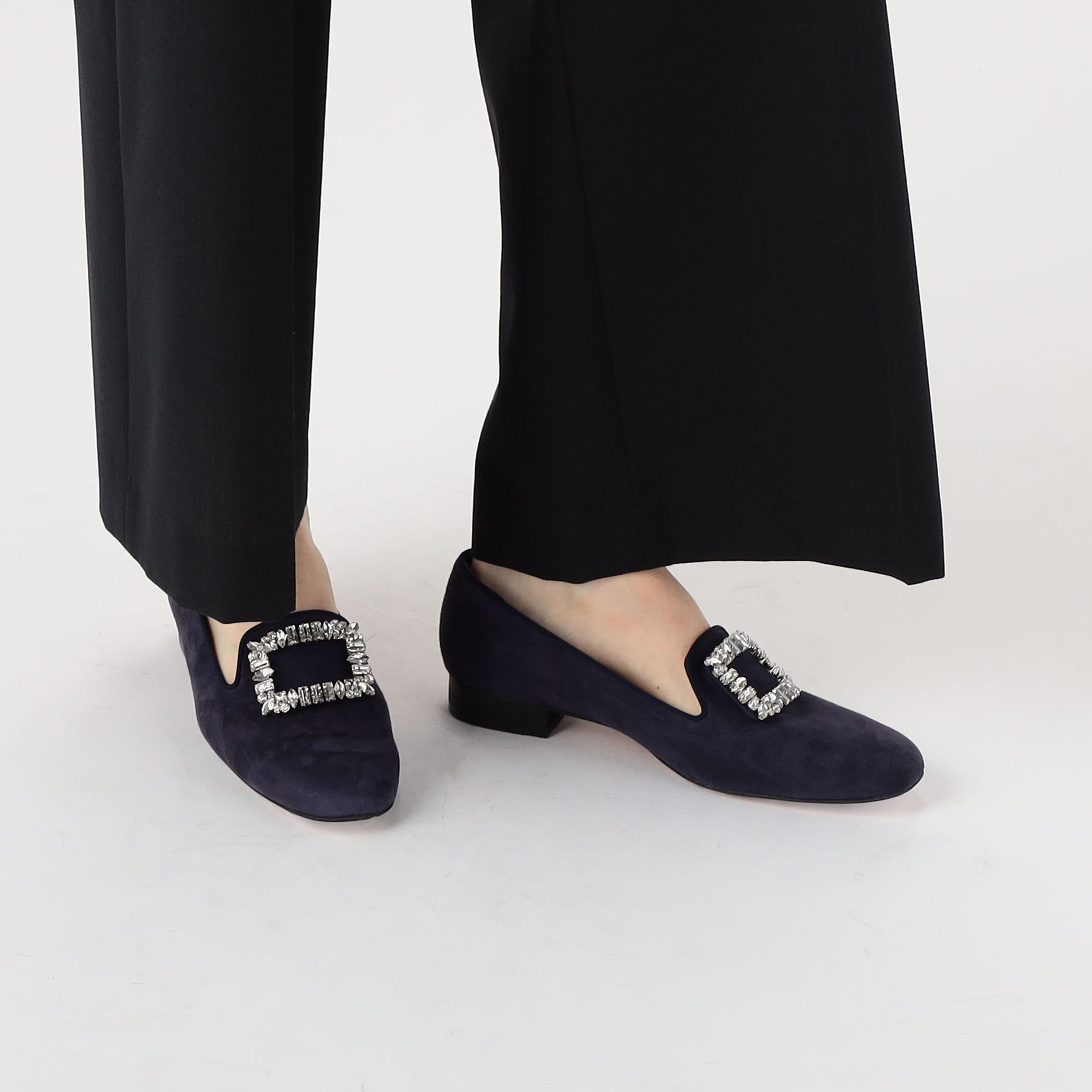 TOMORROWLAND スエード ビジューオペラローファー｜トゥモローランド