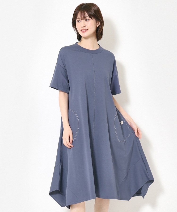 洗える】Aラインシルエット ジャージワンピース（マキシ・ロング