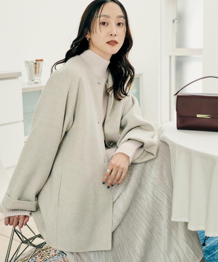 ミディ丈/軽やか】セミラグランリバー コート（ノーカラーコート