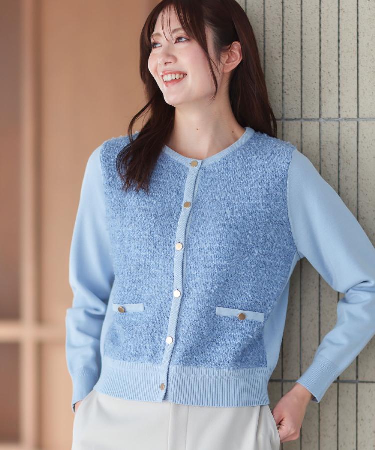 着映え◎】ツイード風ニットカーディガン（カーディガン/ボレロ