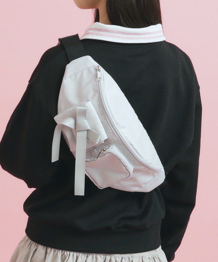 ダブルポケットリボン付きウエストバッグ（ボディバッグ・ウエスト