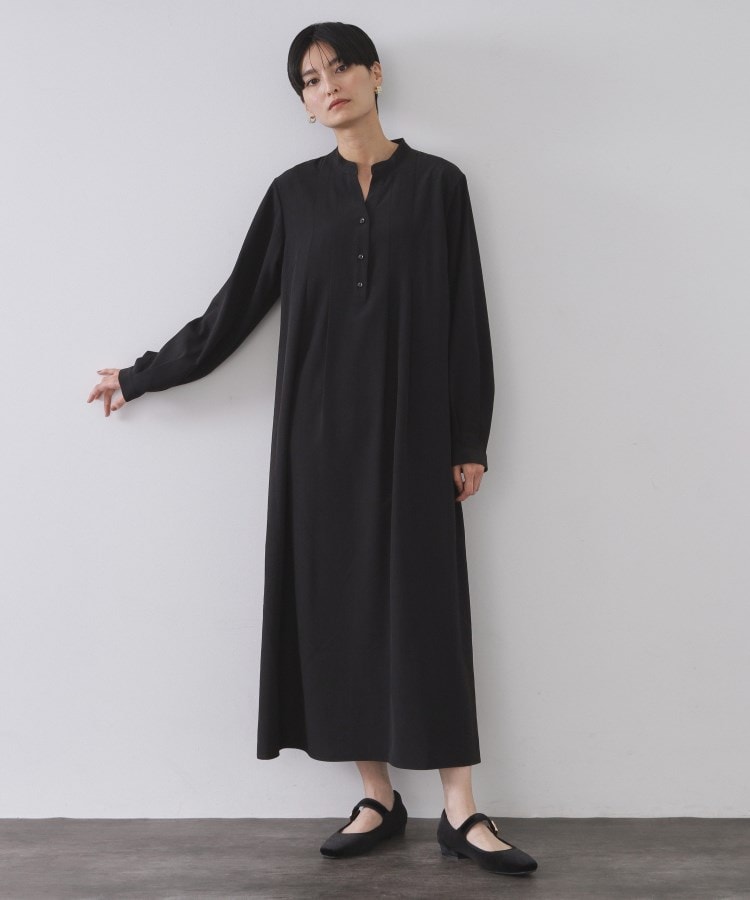 バックプリーツワンピース【洗濯機OK】（マキシ・ロングワンピース