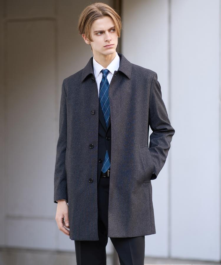 ダウンライナー付き】メランジ ステンカラー コート（ステンカラー