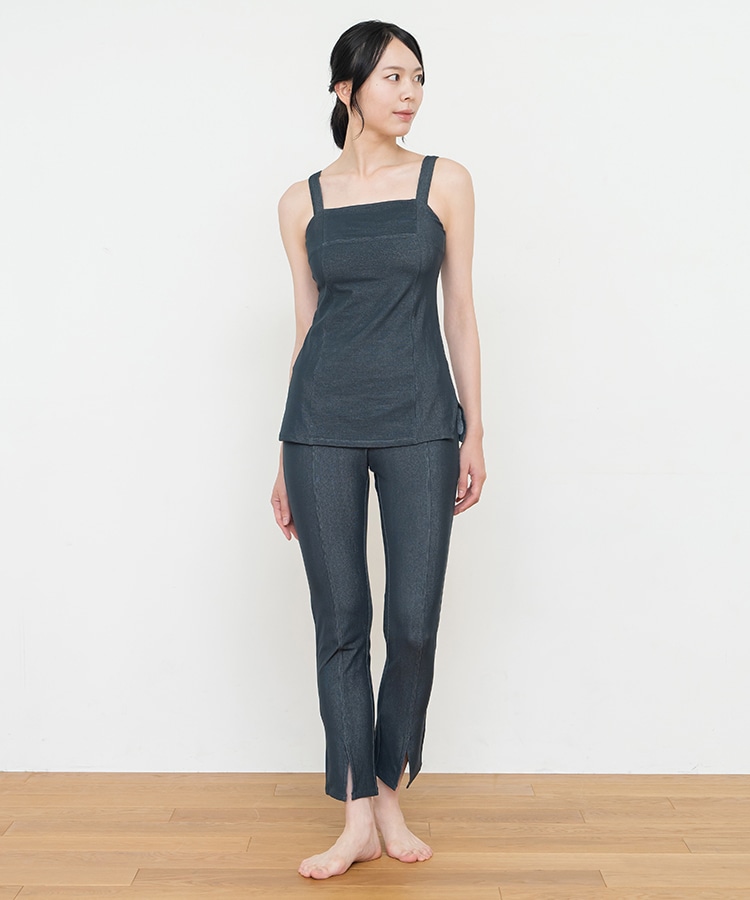 SUKALA】リブデニムロングキャミソール(XSサイズ チョコレートブラウン