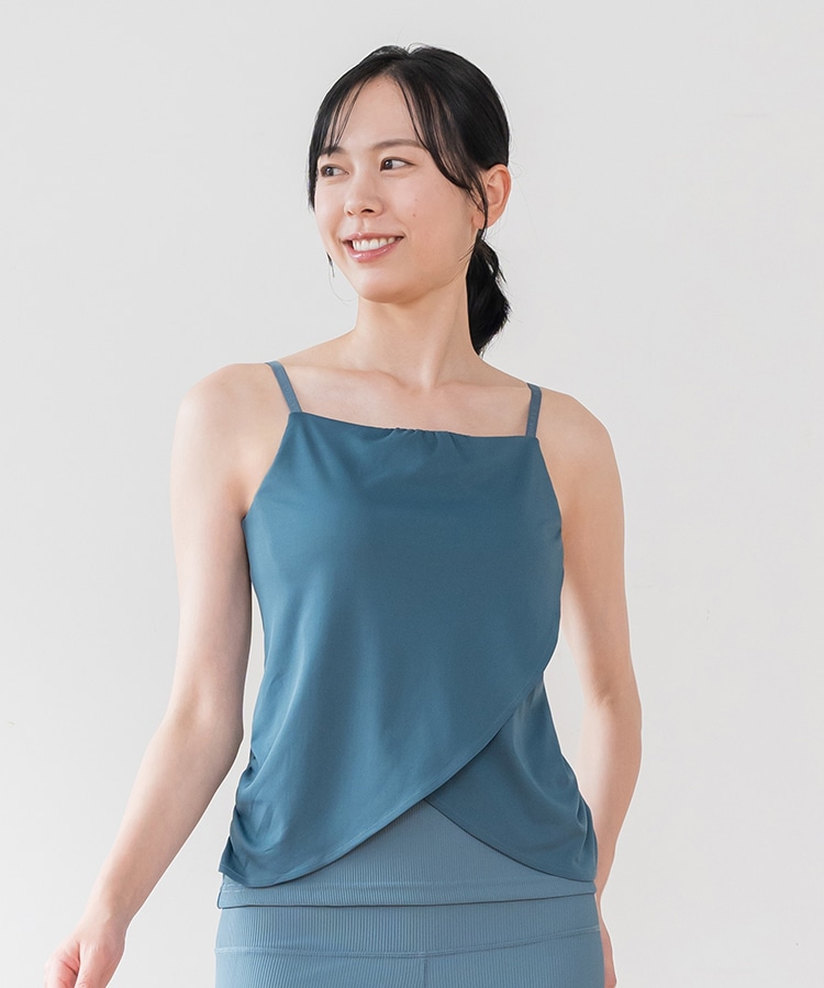 SUKALA】リブドレープキャミソール(Sサイズ ディープグリーン