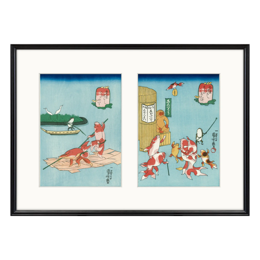 Utagawa Kuniyoshi（歌川国芳） 歌川国芳「金魚づくし」2図セット（塗