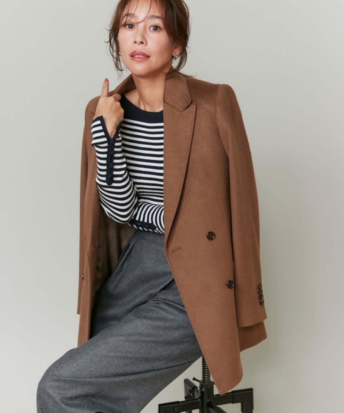 大草直子コラボ》カシミヤダブルブレストジャケット《COLOMBO》｜INED