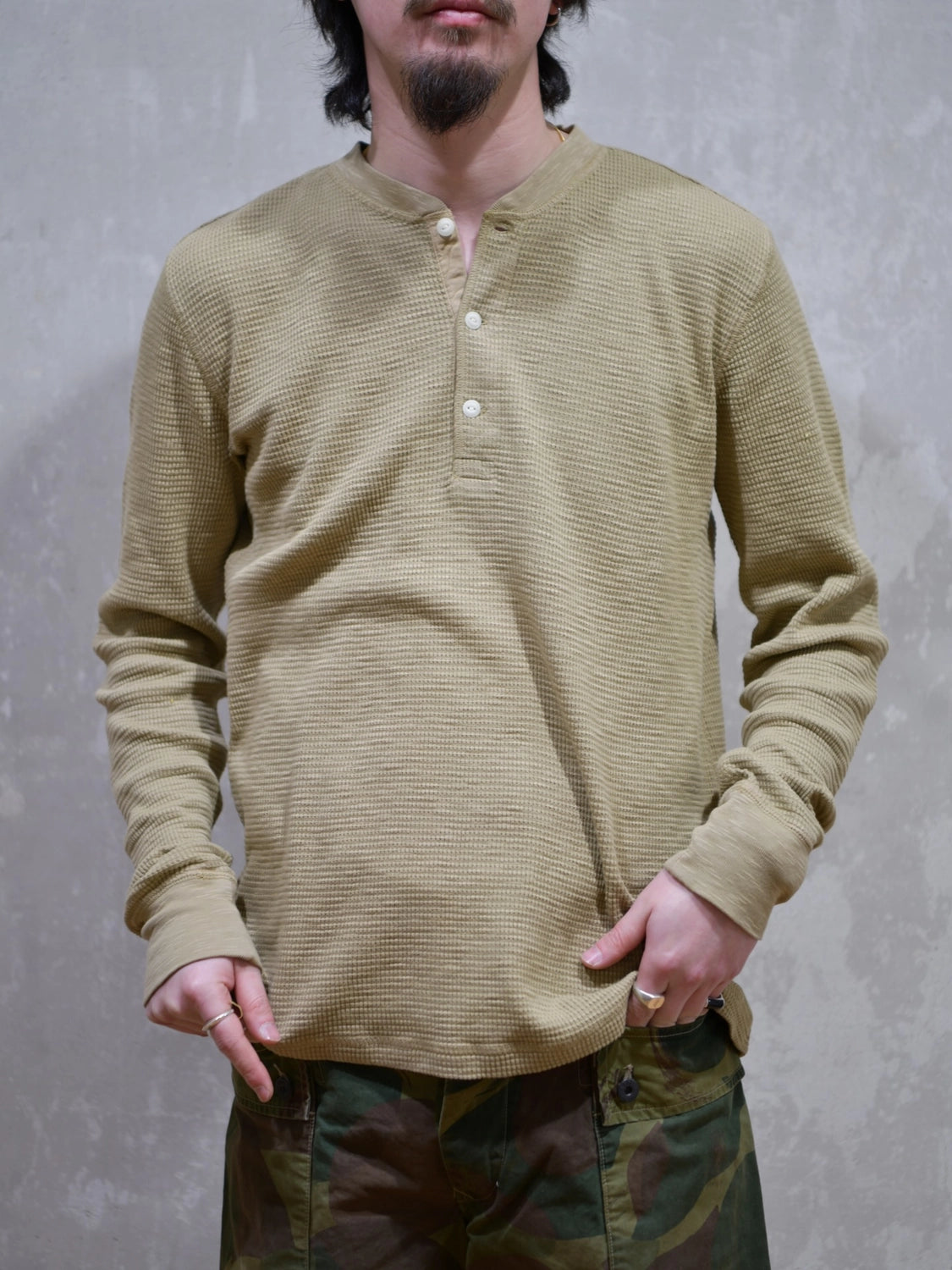 RRL (ダブルアールエル) ガーメントダイド ワッフルニット ヘンリー