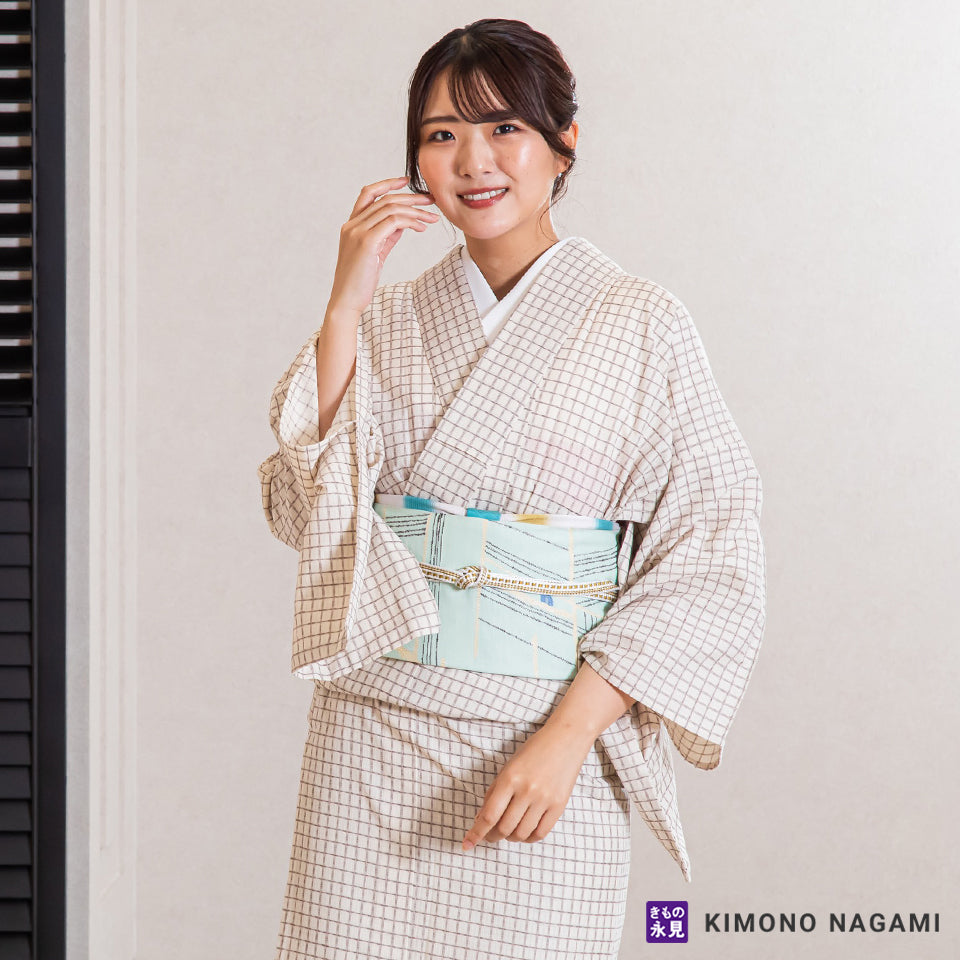 久留米絣│お仕立て上がり 洗える木綿きもの │フリーサイズ 生成りに