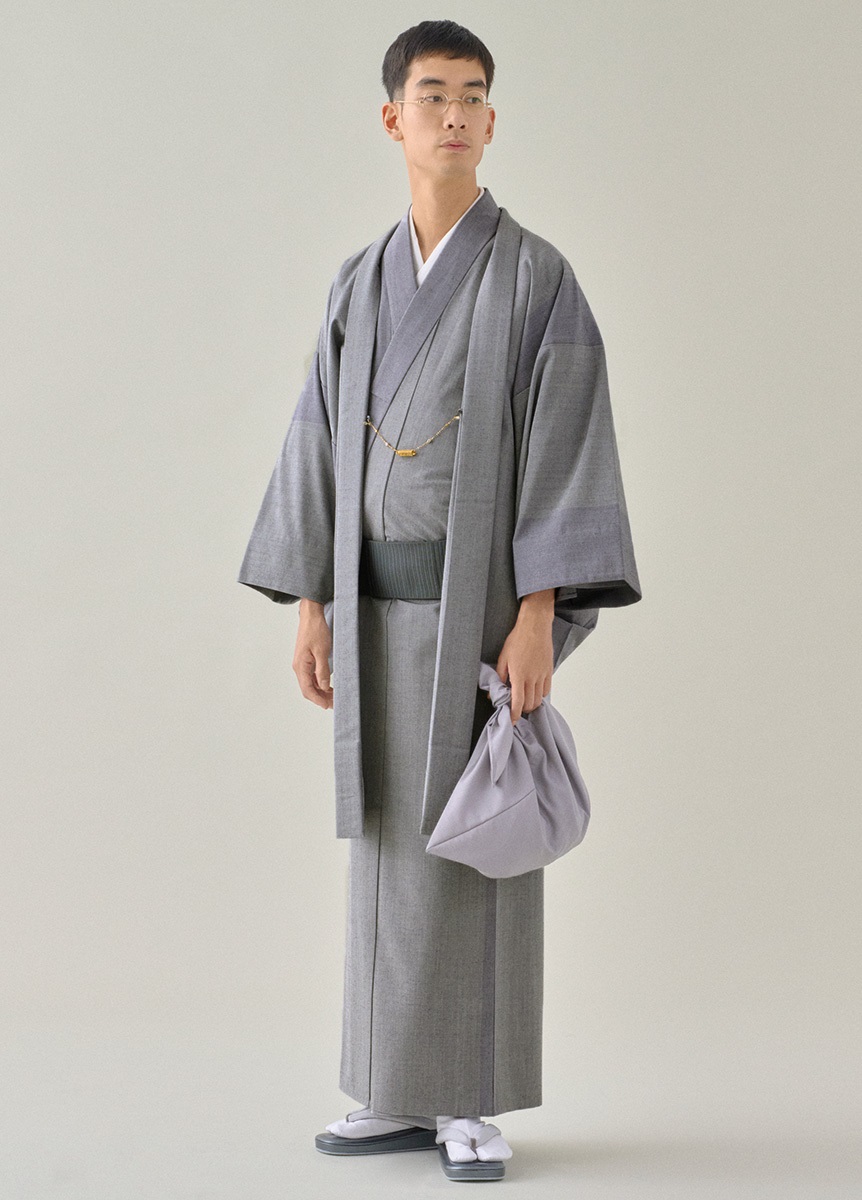 シルクウール バイカラー 灰（お取り寄せ品） | カジュアル着物