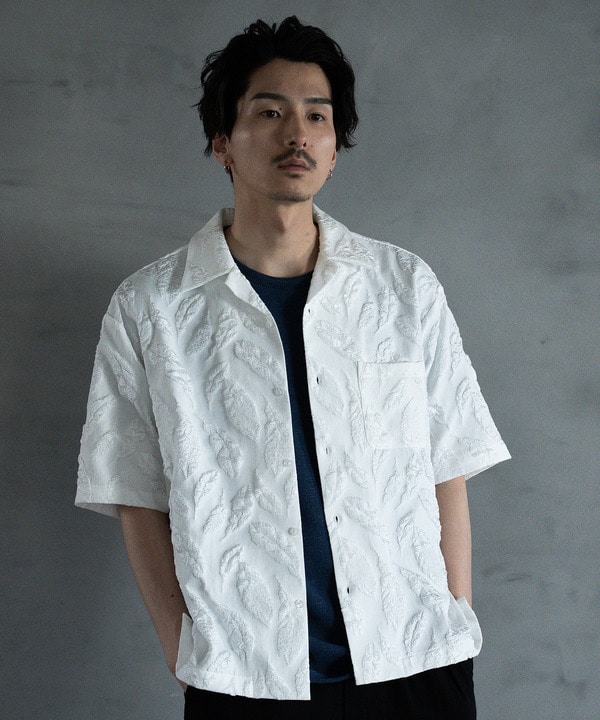 フェザージャガードジャージオープンカラーシャツ｜メンズファッション