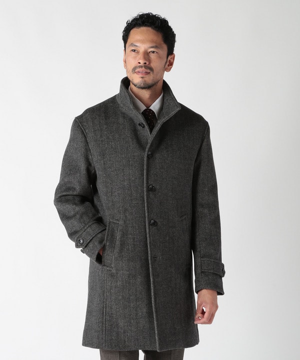 スーパー140ウールビーバーヘリンボーンコート｜メンズファッション