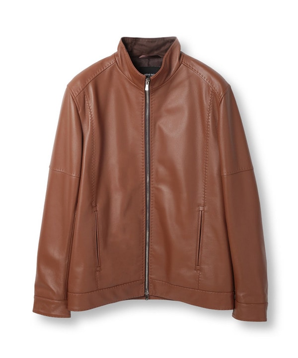 スタンドカラーシングルライダース レザージャケット｜メンズ